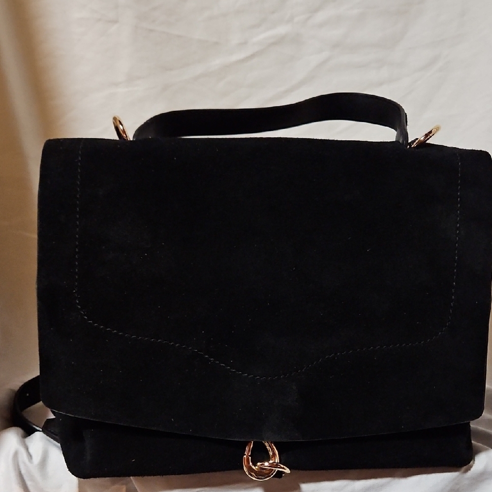 Chic Black Suede Handbag